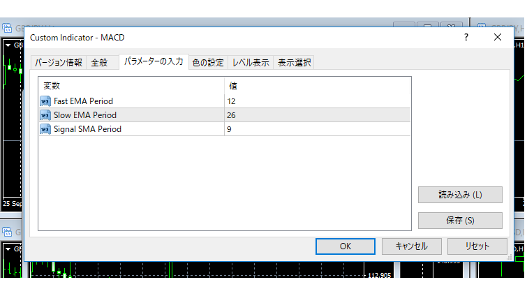 macdのパラメータ入力